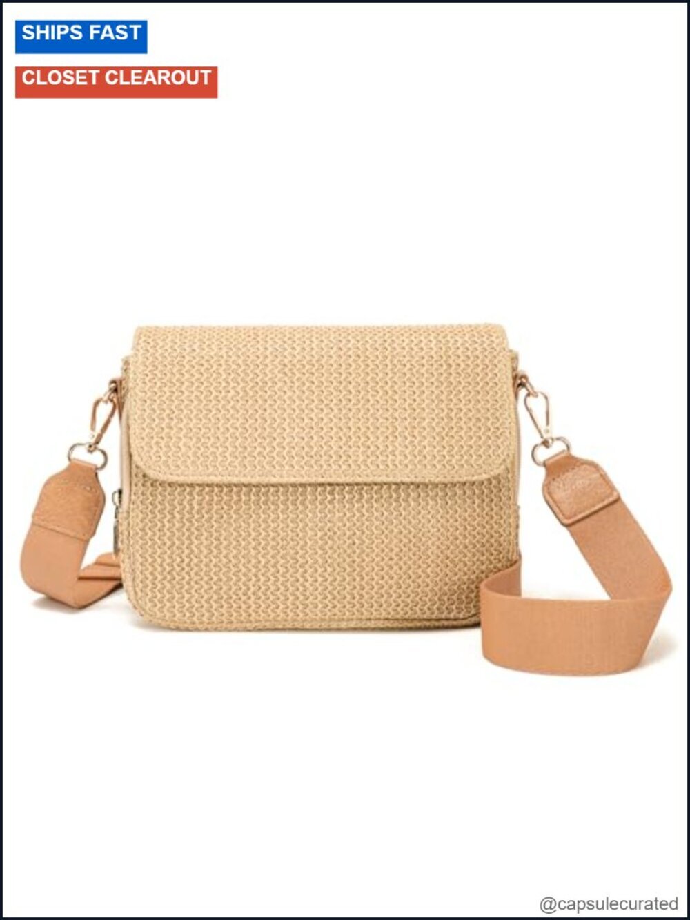 Faux Straw Crossbody Bag Women Summer Woven Sling Purse Travel Beach